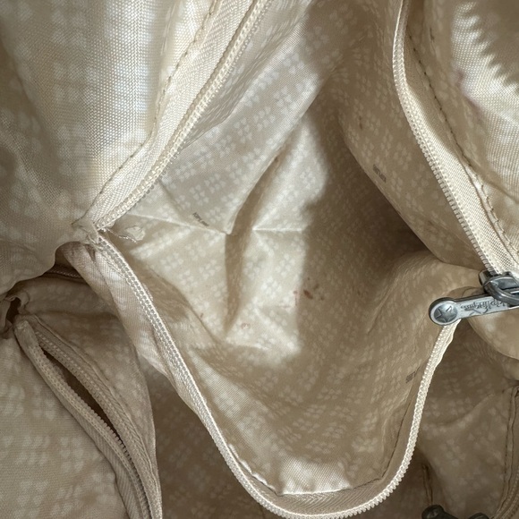 Kipling Metallic Champagne Shoulder Bag with Cream & Tan Striped Straps - Picture 7 of 12